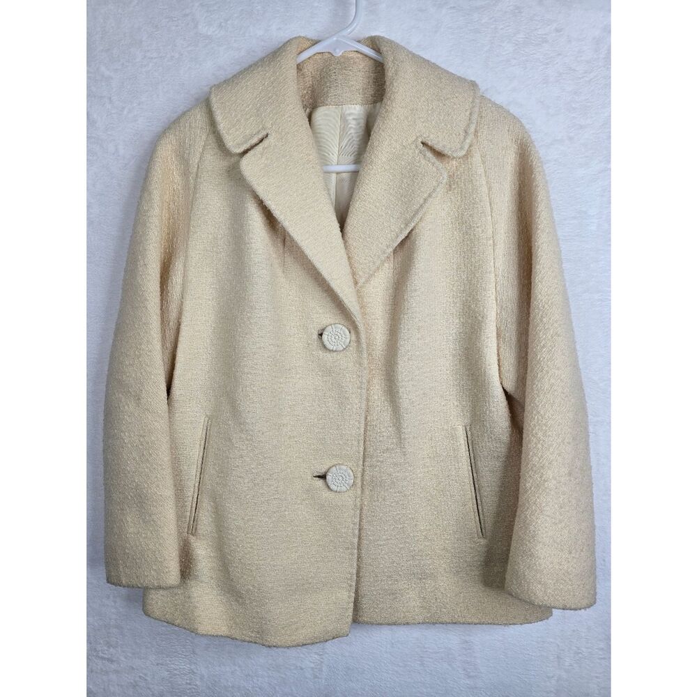 Vintage Carol Brent Cream Textured Coat Jacket Union Made 60s